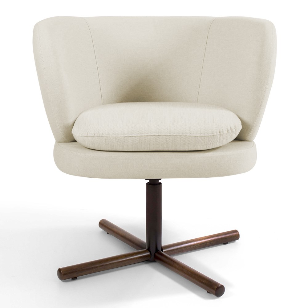 Poltrona Decorativa Sala de Estar Melissa Base Xis Giratória B-309 Veludo Bege - Domi