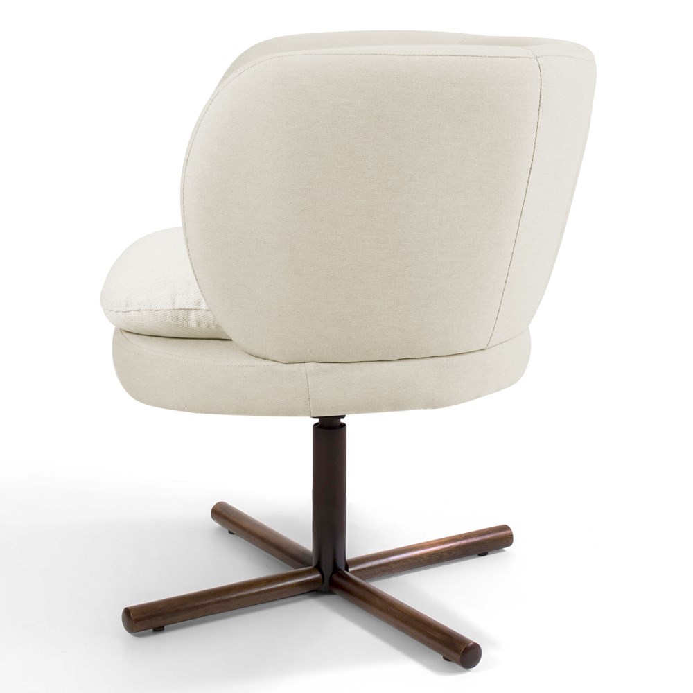 Poltrona Decorativa Sala de Estar Melissa Base Xis Giratória B-309 Veludo Bege - Domi