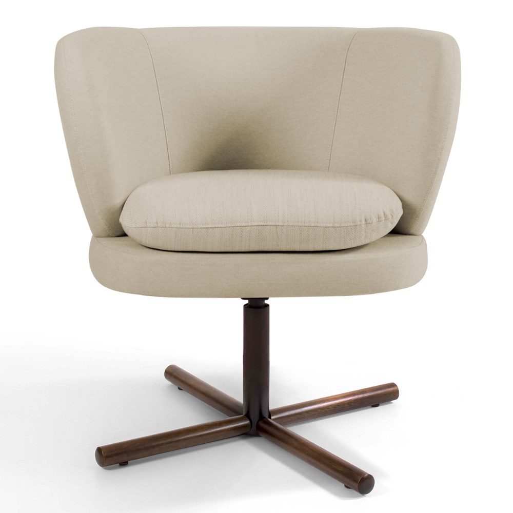 Poltrona Decorativa Sala de Estar Melissa Base Xis Giratória C-107 Linho Bege - Domi