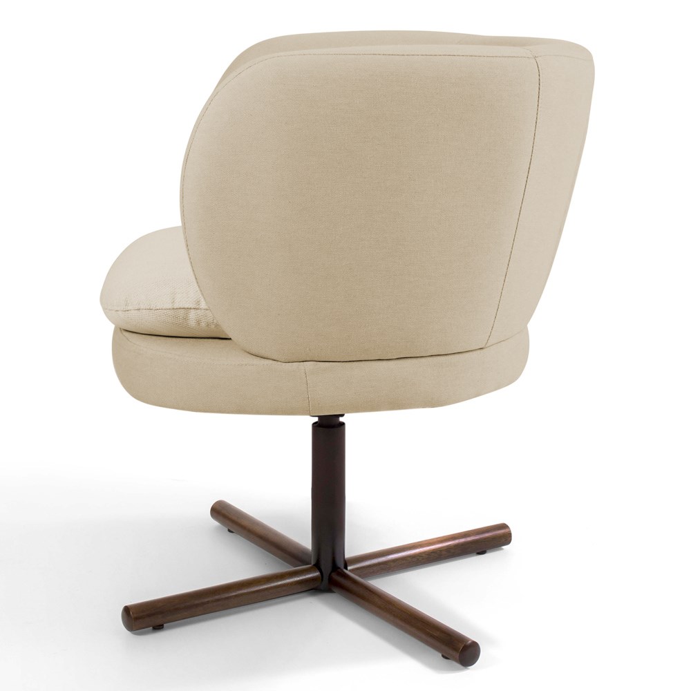 Poltrona Decorativa Sala de Estar Melissa Base Xis Giratória C-129 Linho Bege Escuro - Domi
