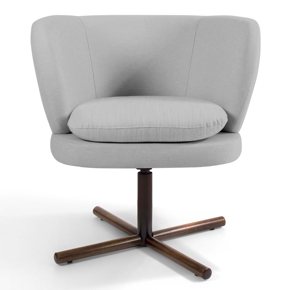 Poltrona Decorativa Sala de Estar Melissa Base Xis Giratória C-315 Linho Cinza Claro - Domi