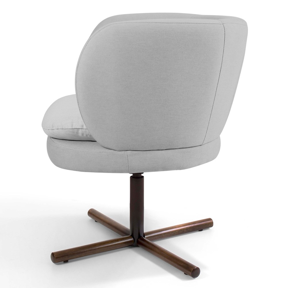 Poltrona Decorativa Sala de Estar Melissa Base Xis Giratória C-315 Linho Cinza Claro - Domi
