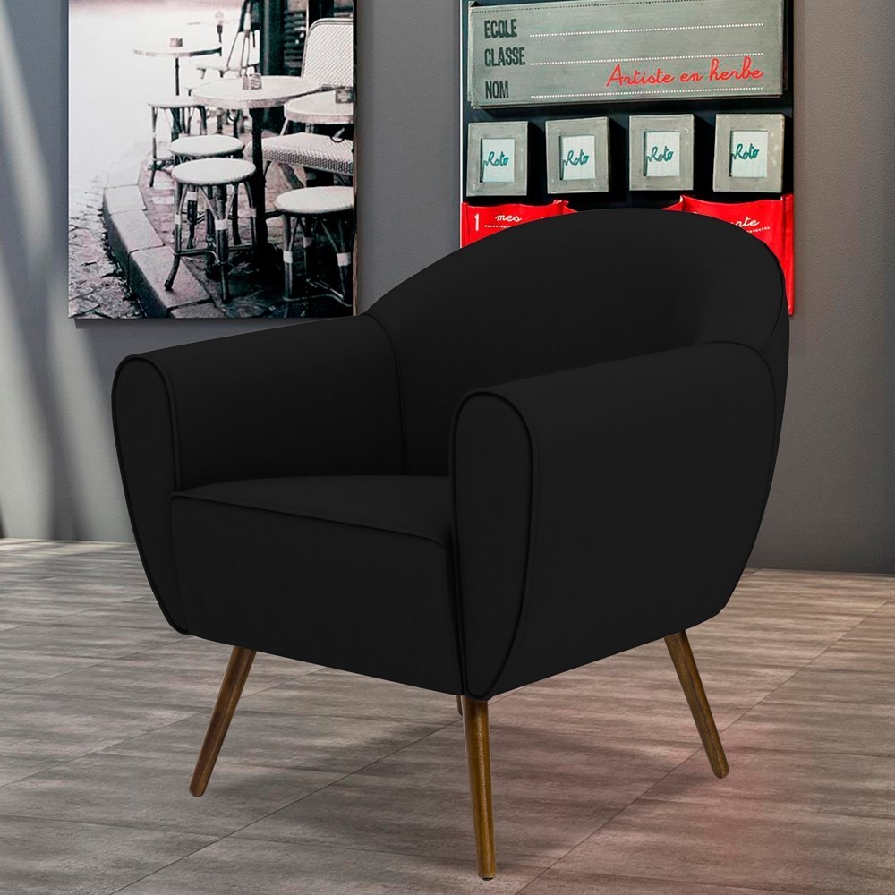 Poltrona Decorativa Sala de Estar Nina Corino C-05 com Pés Palito Castanho - Domi