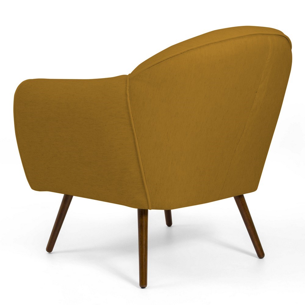 Poltrona Decorativa Sala de Estar Nina Pés Palito Madeira B-279 Veludo Mostarda - Domi