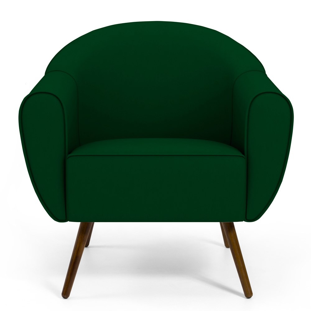 Poltrona Decorativa Sala de Estar Nina Veludo B-303 com Pés Palito Castanho - Domi