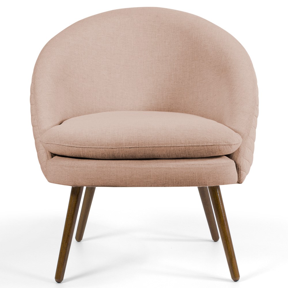 Poltrona Decorativa Sala de Estar Pés Palito Rafa C-105 Linho Tressê Rosê - Domi