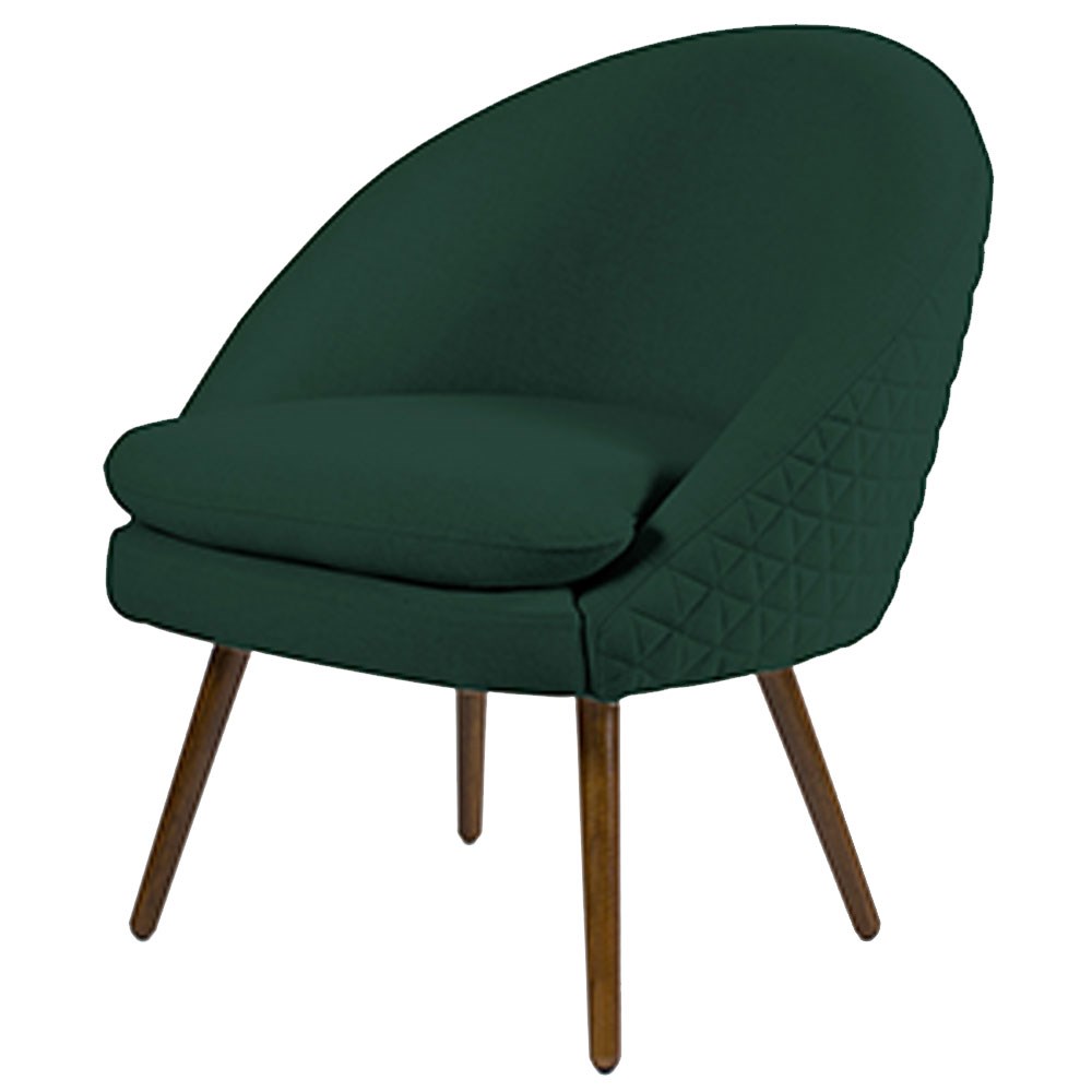Poltrona Decorativa Sala de Estar Pés Palito Rafa C-117 Linho Tressê Verde - Domi