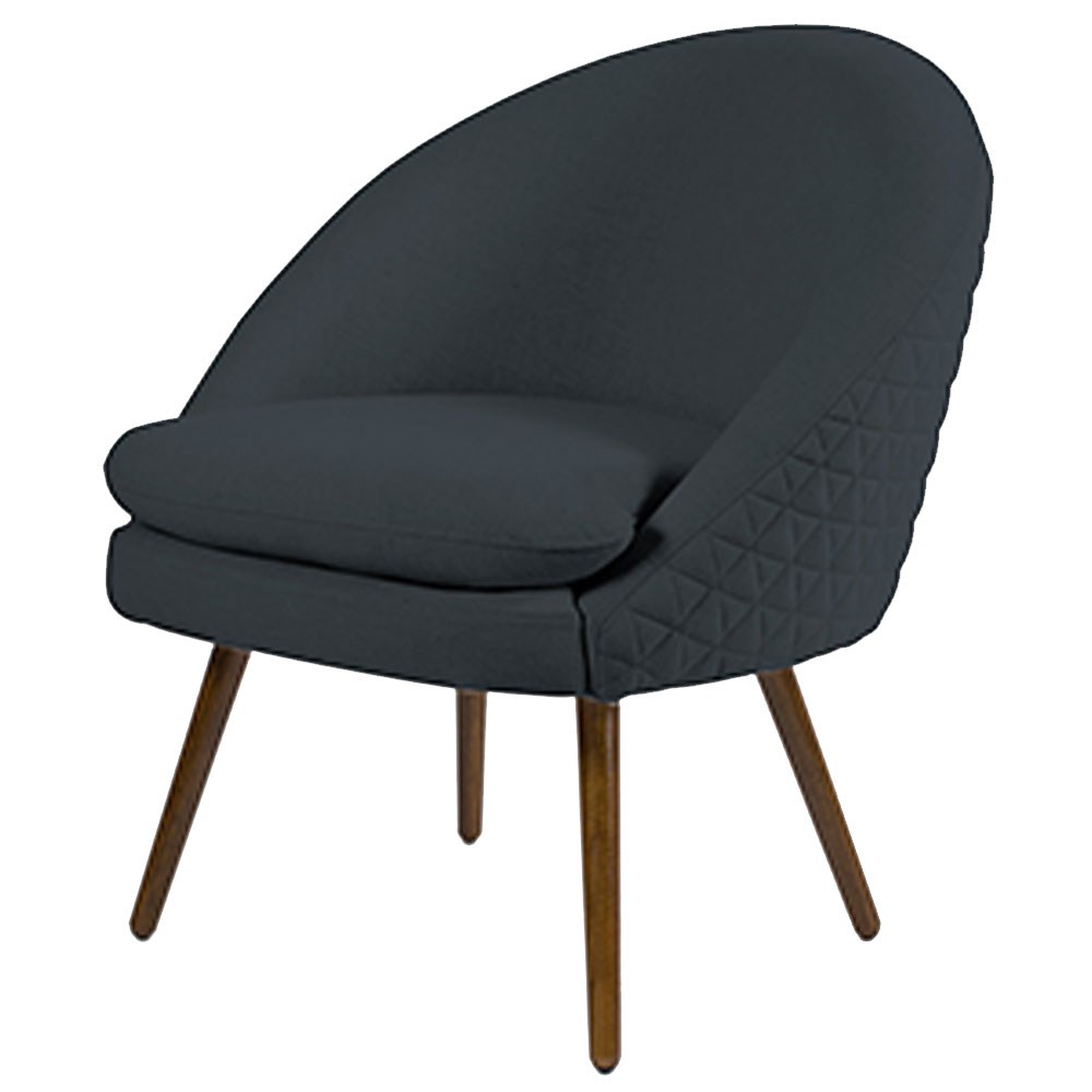 Poltrona Decorativa Sala de Estar Pés Palito Rafa C-465 Linho Tressê Chumbo - Domi