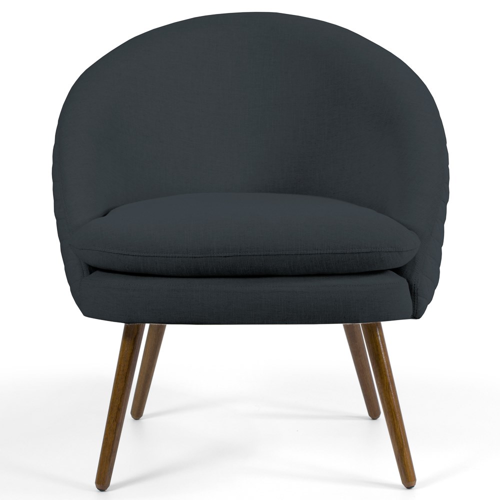 Poltrona Decorativa Sala de Estar Pés Palito Rafa C-465 Linho Tressê Chumbo - Domi