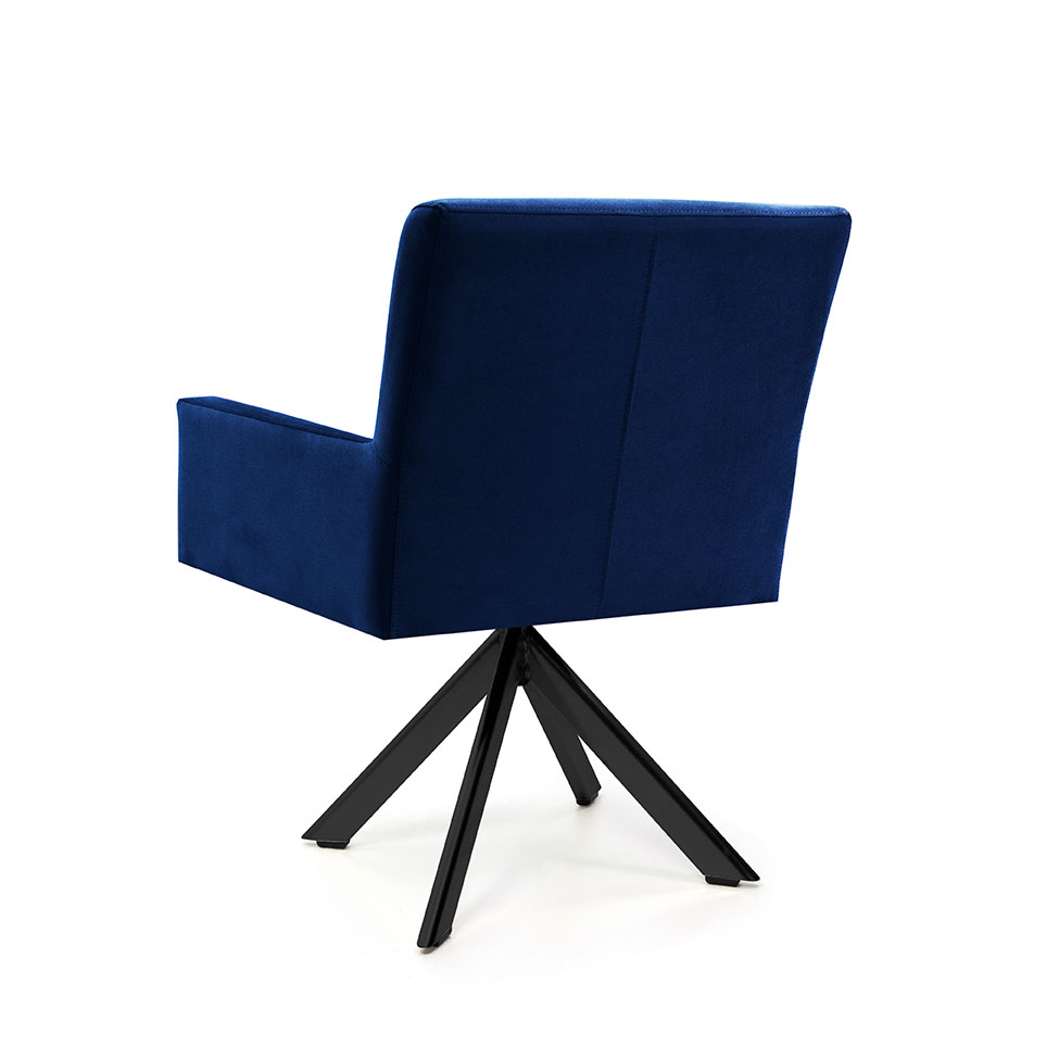 Poltrona Giratória Angel II Veludo Azul e Preta