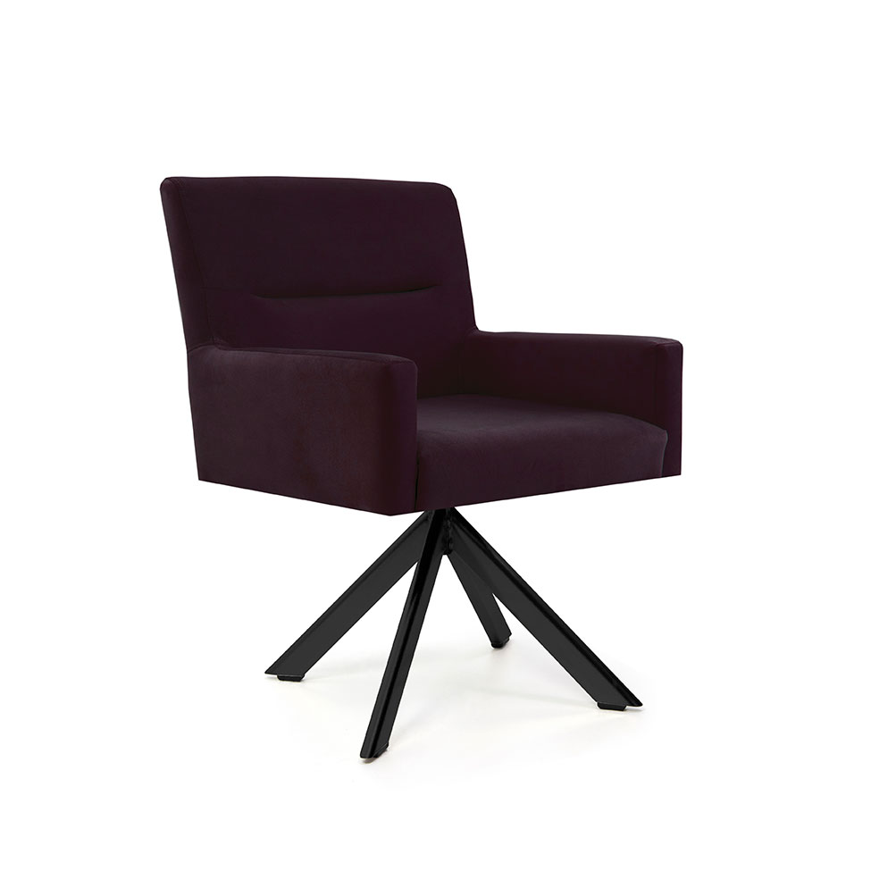 Poltrona Giratória Angel II Veludo Roxo