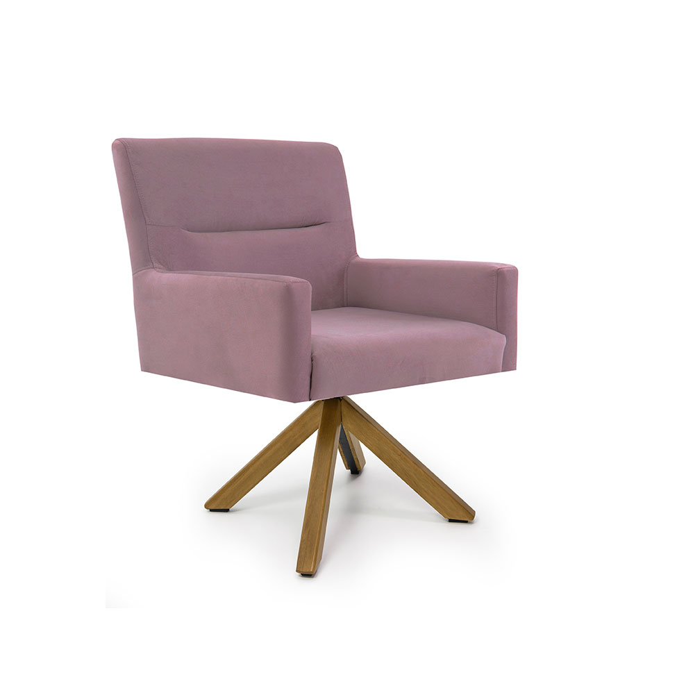 Poltrona Giratória Angel III Veludo Rosa