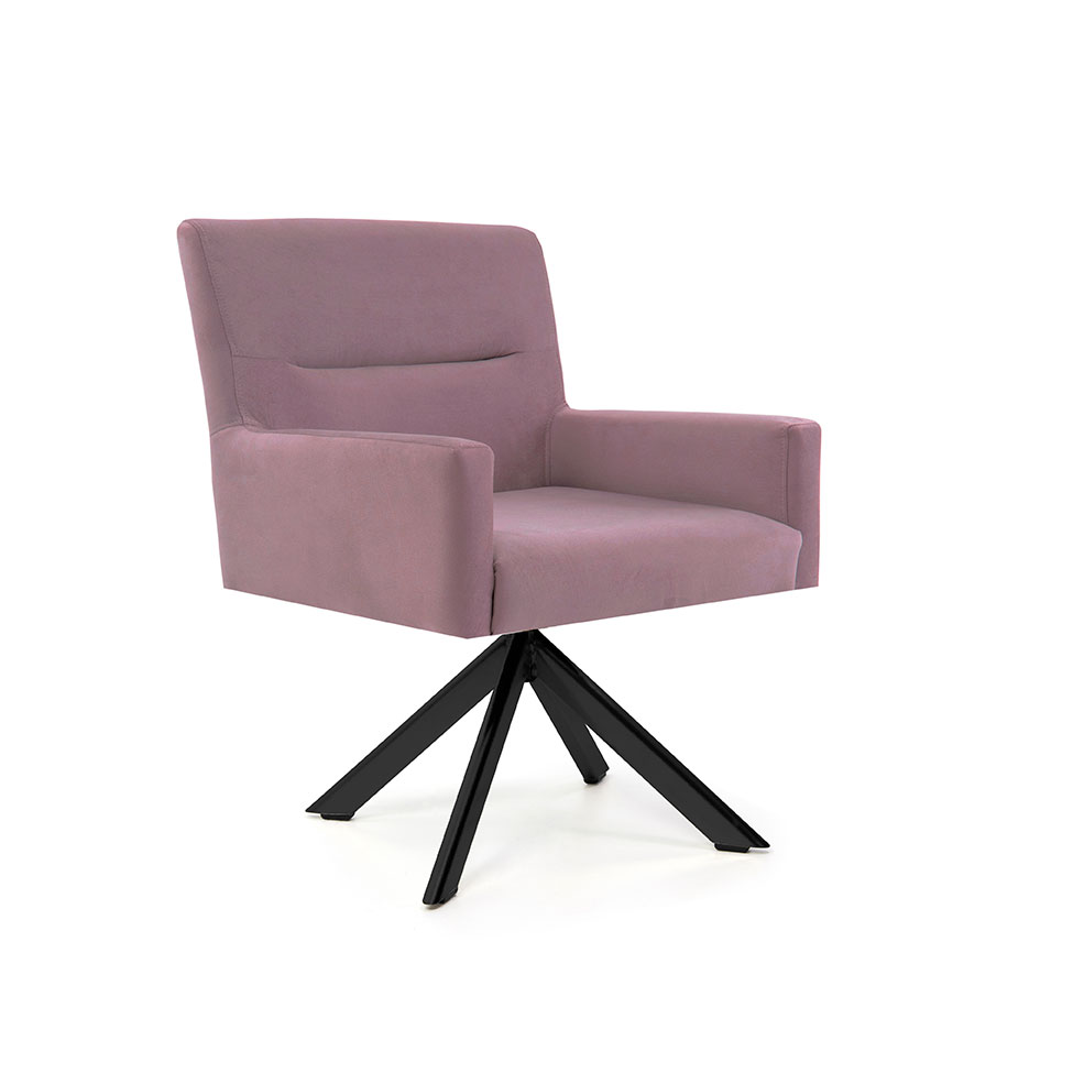 Poltrona Giratória Angel IV Veludo Rosa