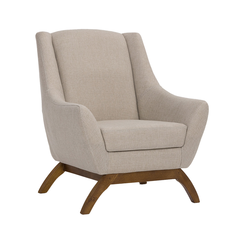 Poltrona Juliet Linho Aveia e Madeira