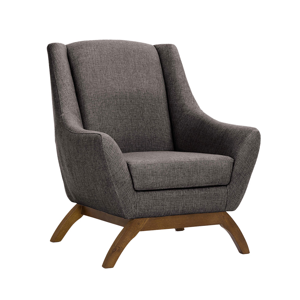 Poltrona Juliet Linho Mescla Marrom e Madeira