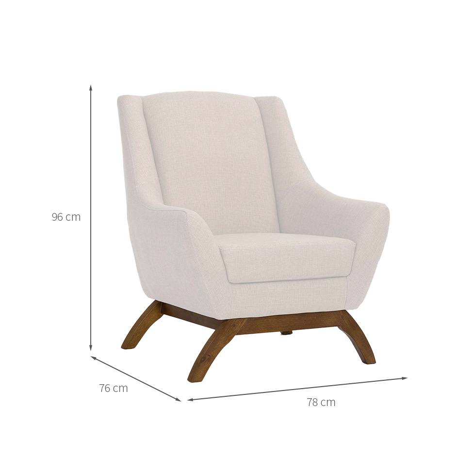 Poltrona Juliet Linho Pérola e Madeira