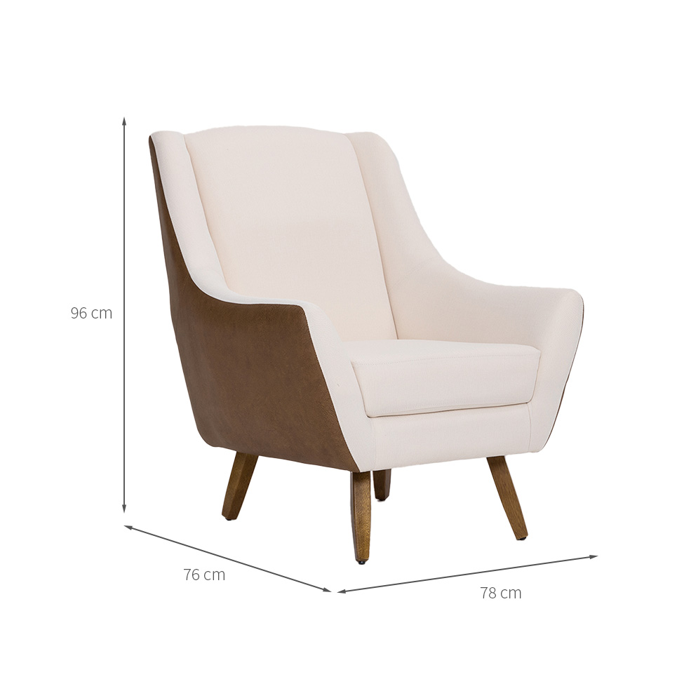 Poltrona Juliet Revestimento Sintético Terracota e Algodão Pérola