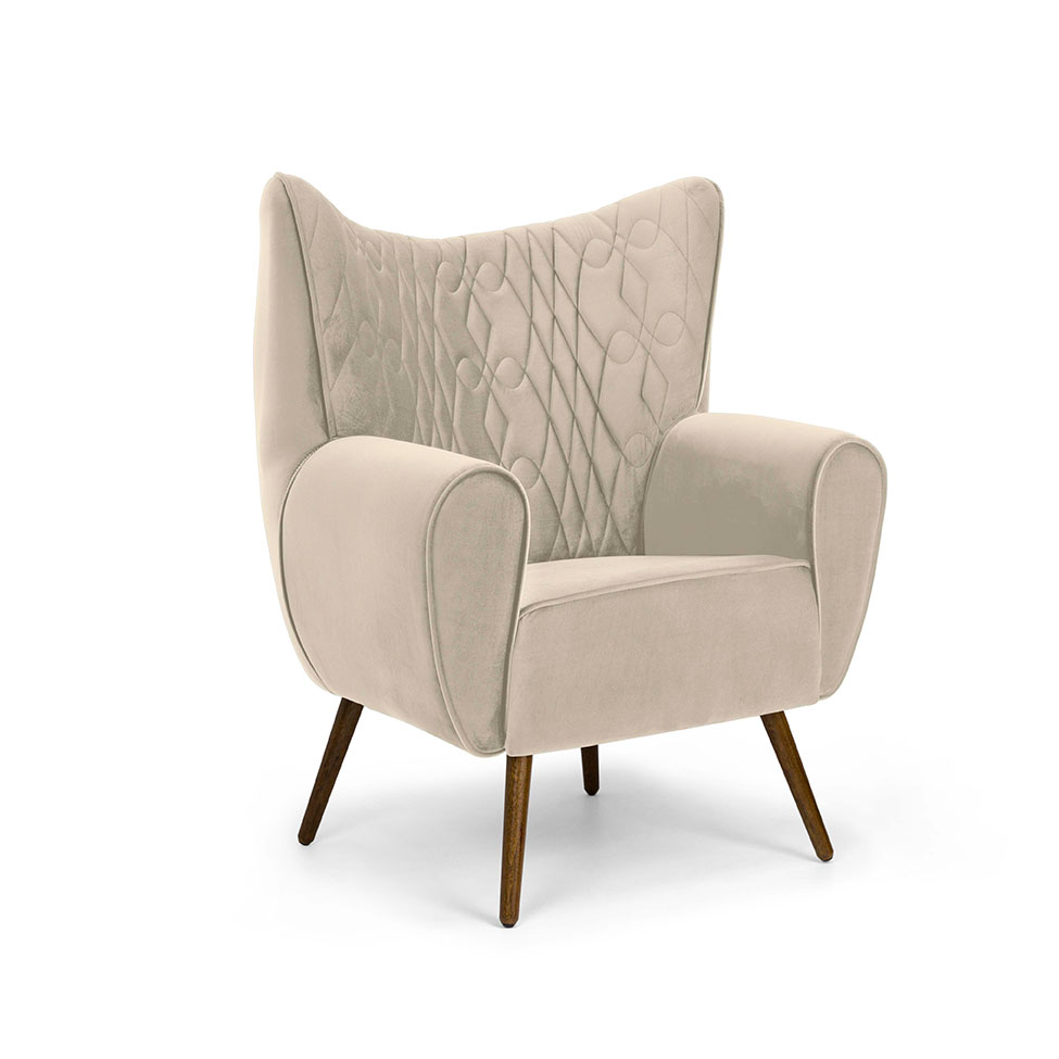 Poltrona Kora II Veludo Creme