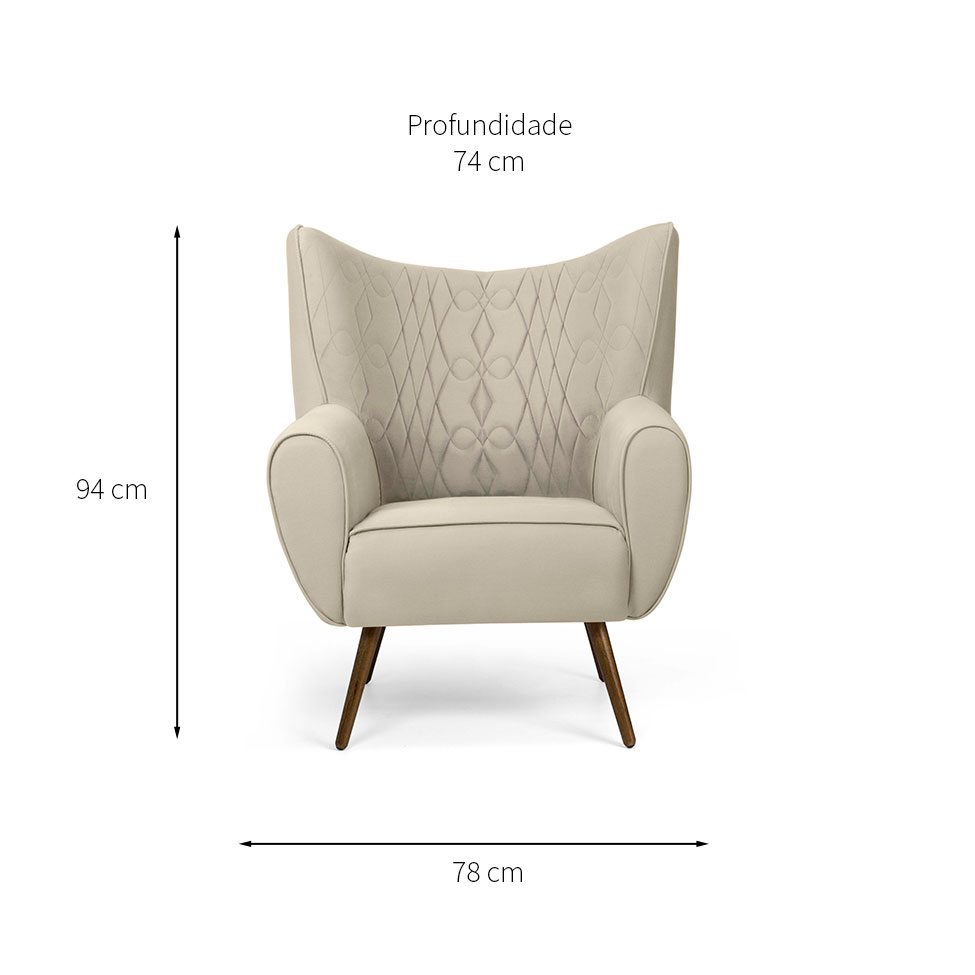 Poltrona Kora II Veludo Creme