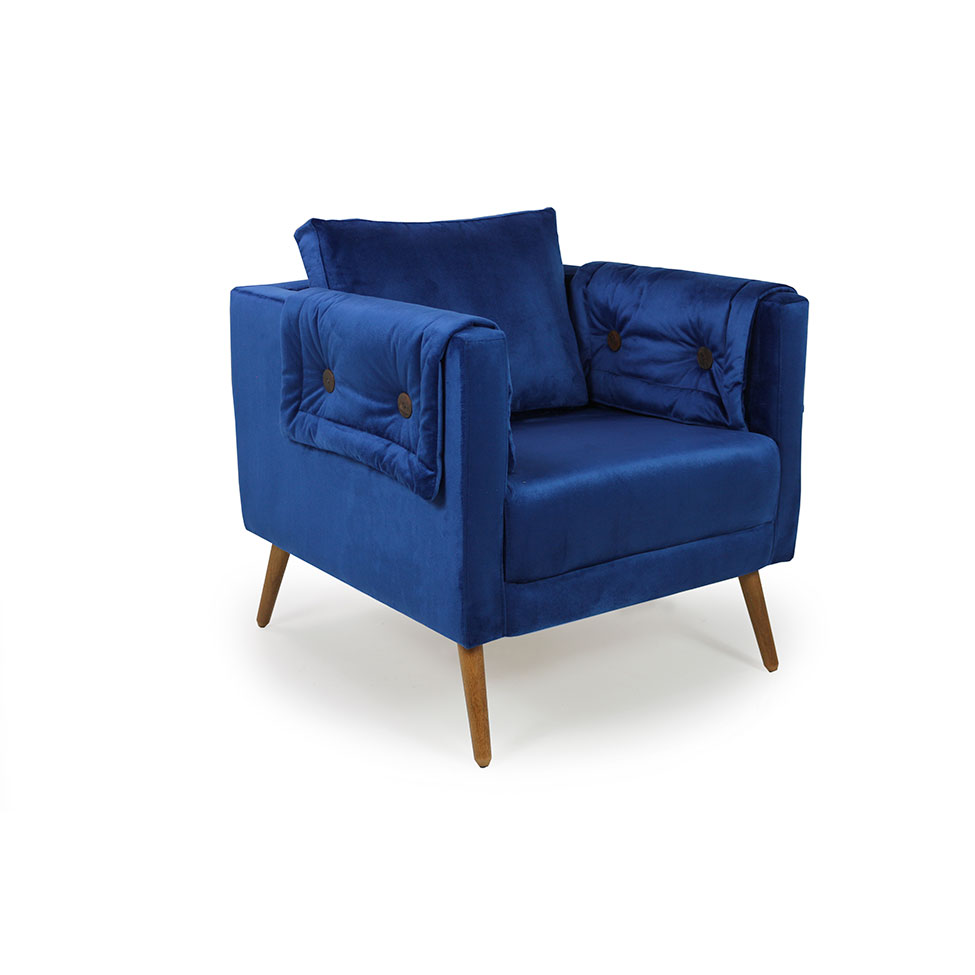 Poltrona Liv Veludo Azul