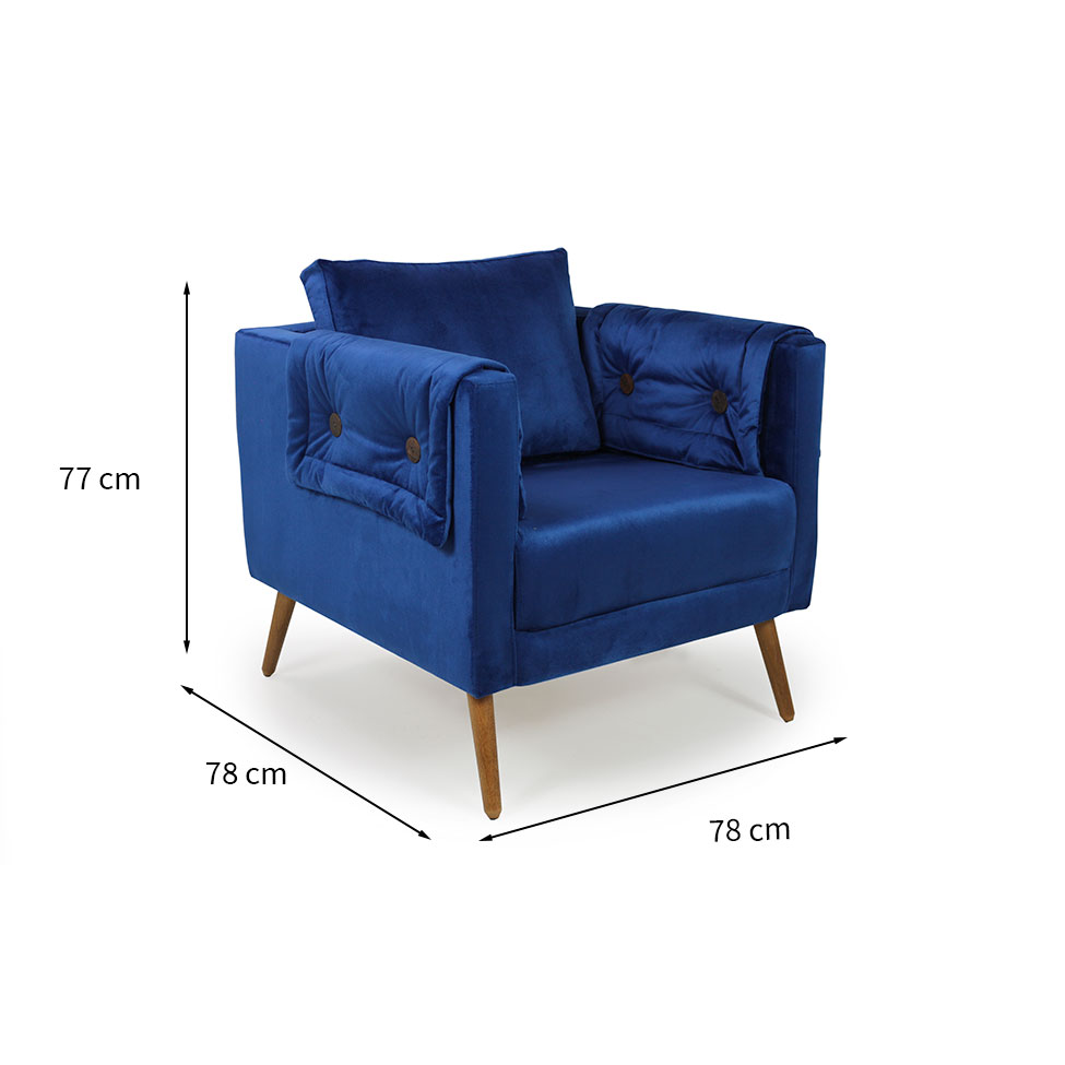 Poltrona Liv Veludo Azul