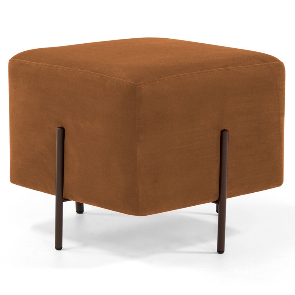 Puff Decorativo 45cm Base Aço Status B-262 Veludo Telha - Domi