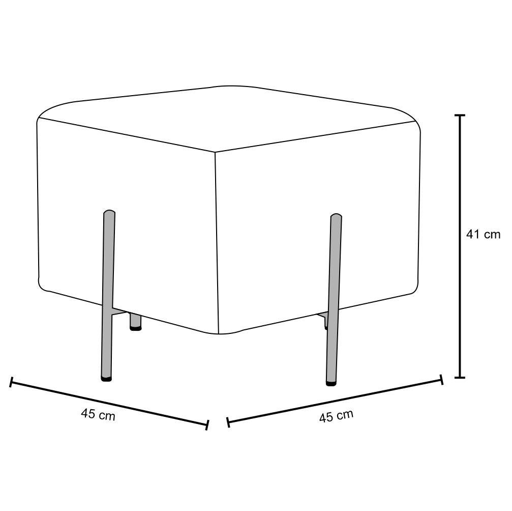 Puff Decorativo 45cm Base Aço Status B-278 Veludo Marsala - Domi