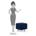 Puff Decorativo 45cm Base Aço Status B-304 Veludo Azul Marinho - Domi