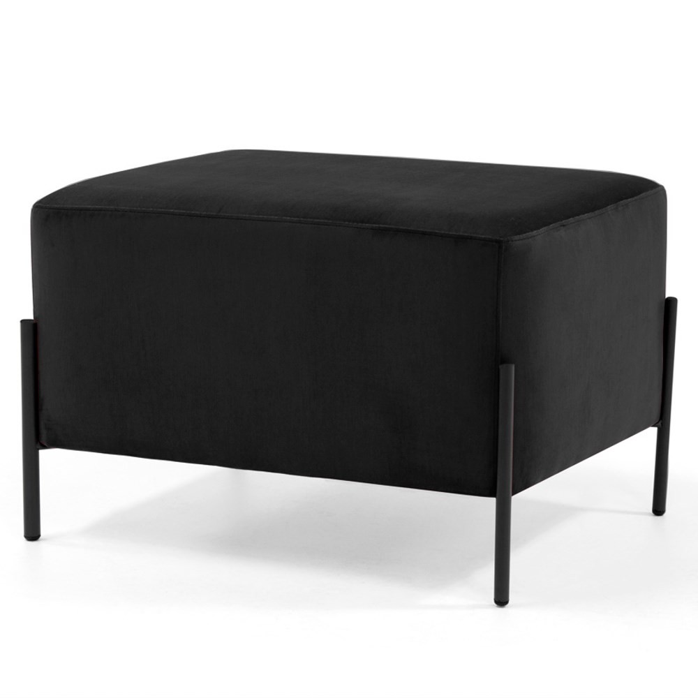 Puff Decorativo 60cm Base Aço Status B-300 Veludo Preto - Domi