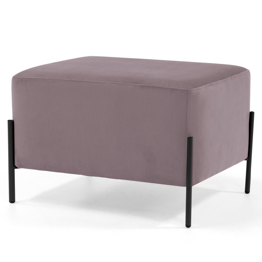 Puff Decorativo 60cm Base Aço Status B-305 Veludo Rosê - Domi