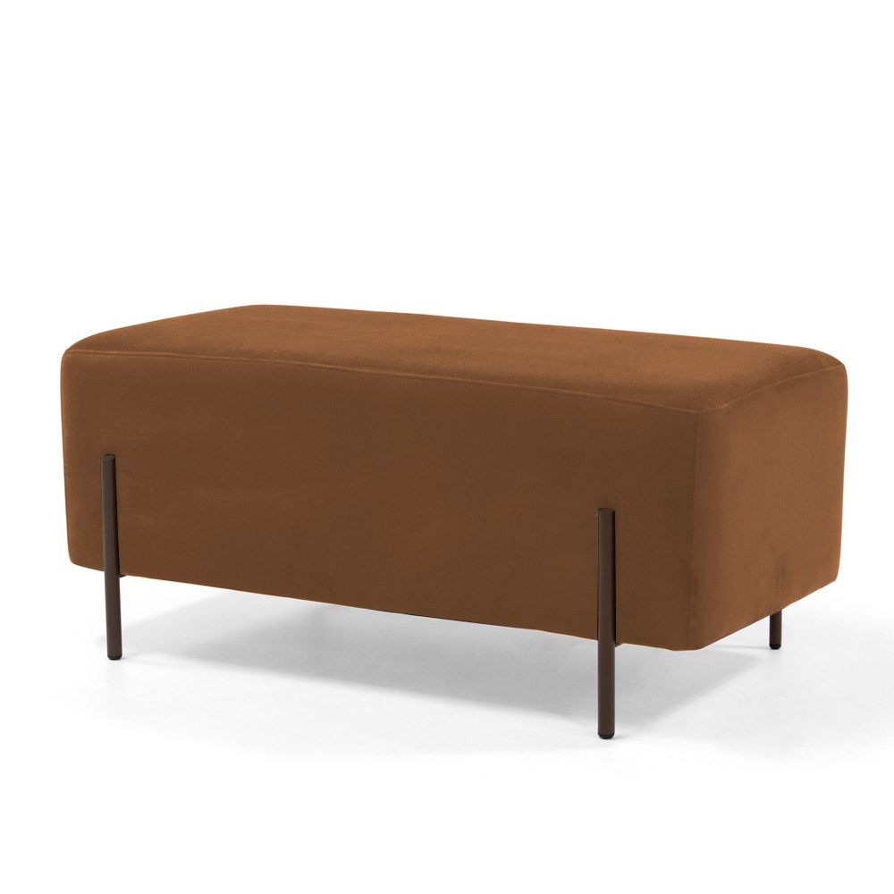 Puff Decorativo 90cm Base Aço Status B-262 Veludo Telha - Domi