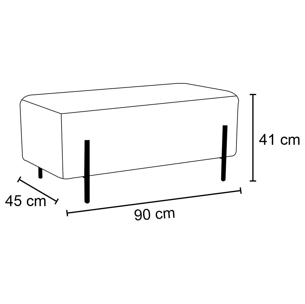 Puff Decorativo 90cm Base Aço Status B-304 Veludo Azul Marinho - Domi