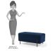 Puff Decorativo 90cm Base Aço Status B-304 Veludo Azul Marinho - Domi