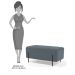 Puff Decorativo 90cm Base Aço Status B-317 Veludo Cinza - Domi