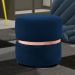 Puff Decorativo Com Cinto Rosê Round B-304 Veludo Azul Marinho - Domi
