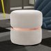 Puff Decorativo Com Cinto Rosê Round B-309 Veludo Bege Claro - Domi