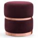 Puff Decorativo Com Cinto e Aro Rosê Round B-278 Veludo Marsala - Domi