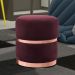 Puff Decorativo Com Cinto e Aro Rosê Round B-278 Veludo Marsala - Domi