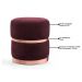 Puff Decorativo Com Cinto e Aro Rosê Round B-278 Veludo Marsala - Domi