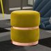 Puff Decorativo Com Cinto e Aro Rosê Round B-279 Veludo Amarelo - Domi