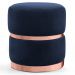 Puff Decorativo Com Cinto e Aro Rosê Round B-287 Veludo Marinho - Domi