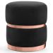 Puff Decorativo Com Cinto e Aro Rosê Round B-300 Veludo Preto - Domi