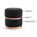 Puff Decorativo Com Cinto e Aro Rosê Round B-300 Veludo Preto - Domi