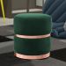 Puff Decorativo Com Cinto e Aro Rosê Round B-303 Veludo Verde Musgo - Domi