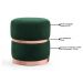 Puff Decorativo Com Cinto e Aro Rosê Round B-303 Veludo Verde Musgo - Domi