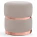Puff Decorativo Com Cinto e Aro Rosê Round B-309 Veludo Bege Claro - Domi