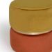 Puff Round Rainbown Veludo Ouro e Laranja