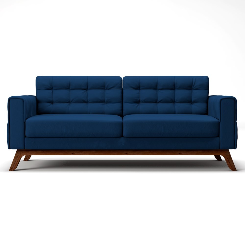 Sofá 150 cm 2 Lugares Sandero B-304 Veludo Azul Marinho - Domi