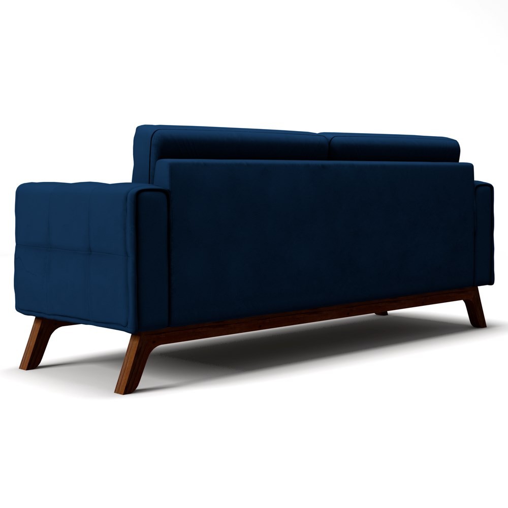 Sofá 150 cm 2 Lugares Sandero B-304 Veludo Azul Marinho - Domi