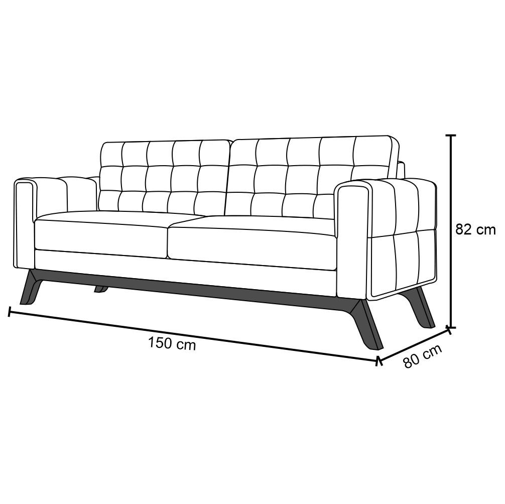 Sofá 150 cm 2 Lugares Sandero B-304 Veludo Azul Marinho - Domi